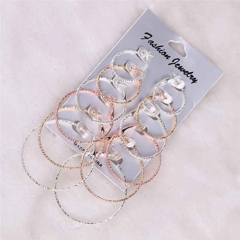 Модные аксессуары большие круглые серьги 6 Пары/компл. винтажные золотистые