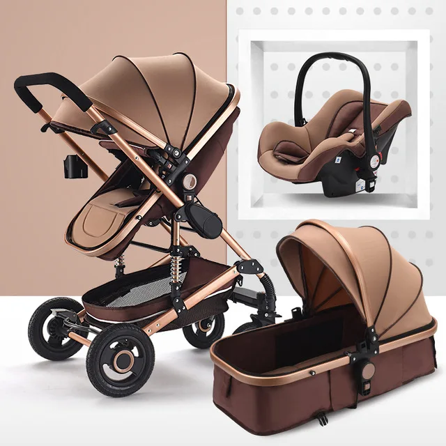 18 Детская коляска 3 в 1, Роскошная детская коляска, роскошная, для новорожденных, складная, анти-шок, высокий вид, коляска, детская коляска - Цвет: 18