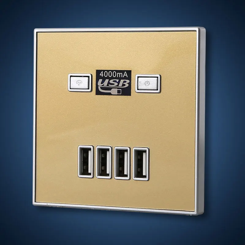 CE ROHS 36 V 220 V 10A 4000MA 4 usb зарядка настенная розетка настенная электрическая розетка с черно-белыми золотыми Разъемы USB - Тип: Golden