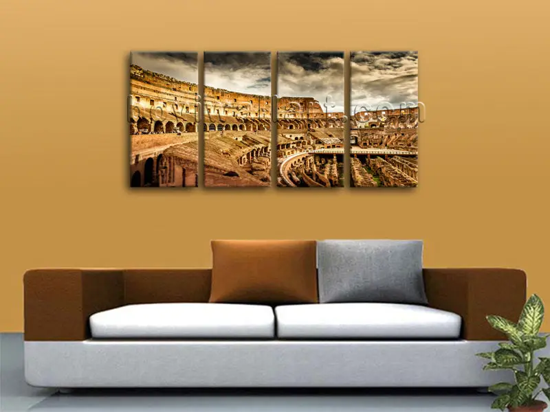 Картина на стену холст картина с принтом 4 предмета современный Римский Колизей