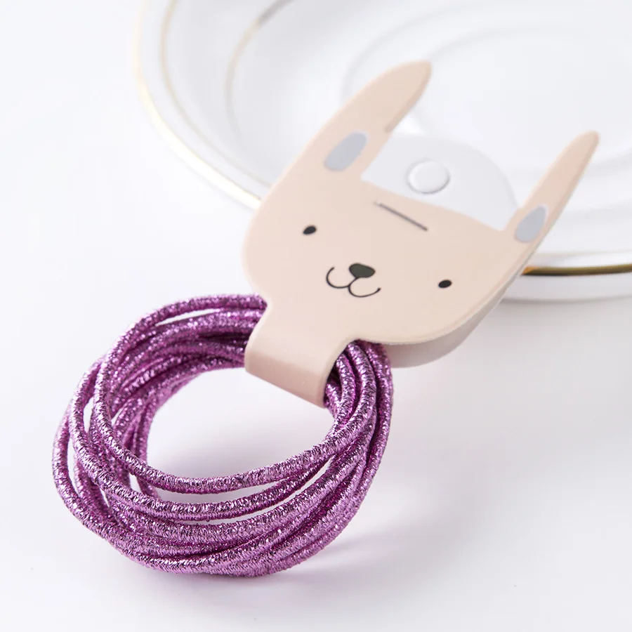 D-pink Новинка, 10 шт., карамельные цвета, нейлон, Золотая проволока, резинки, Детские Безопасные эластичные резинки для волос, конский хвост, держатель, Детские аксессуары для волос - Цвет: D-pink