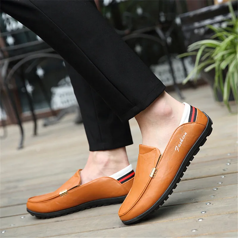 Italian Leather Men Casual Shoes Luxury Brand Mens Loafers Moccasins Breathable Slip on Black Driving Soft 2019 | Обувь