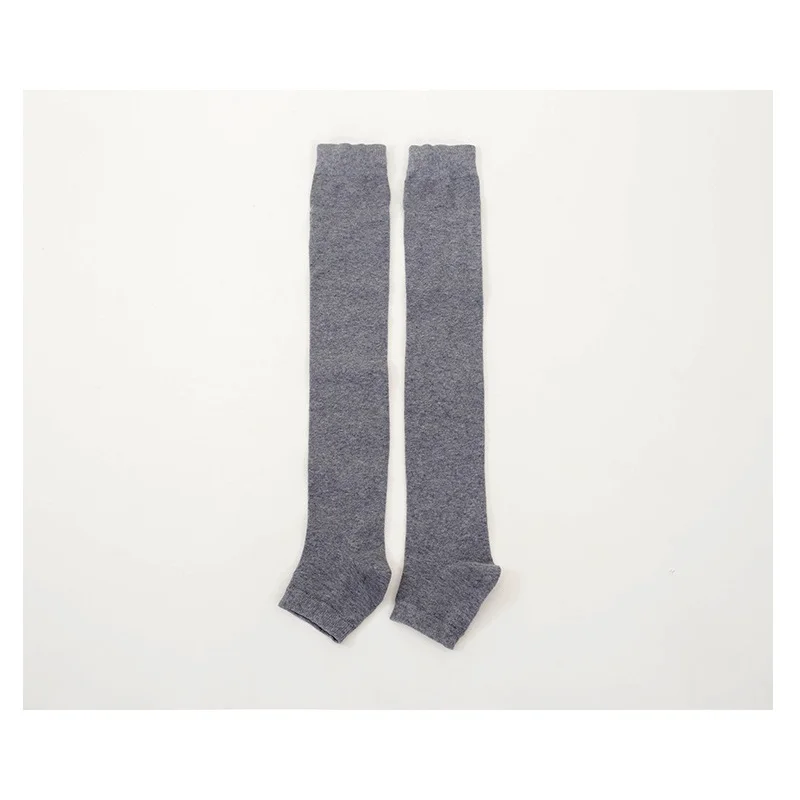 Light Gray 1 пара, женские носки для йоги с полуножками, толстые носки до колена, антифрикционные носки для женщин и девочек, для занятий йогой в помещении - Цвет: Light Gray