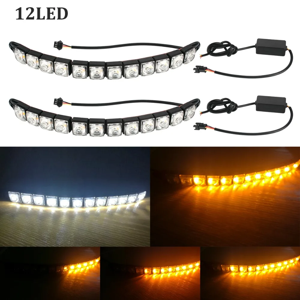 2 шт. 12LED автомобильный COB светодиодный противотуманный светильник Гибкая DRL