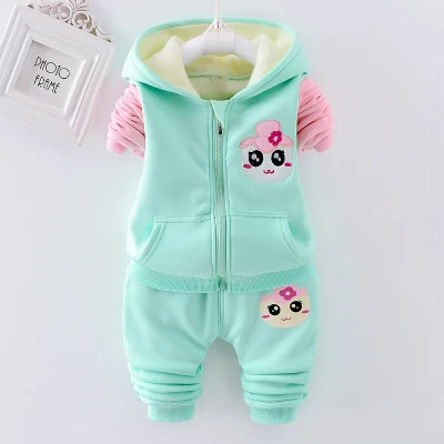 Girl-Green Комплекты из двух предметов детская, одежда для малышей unissex спортивный костюм одежда высочайшего теплые пальто для детей куртка и штаны 12-18 месяцев до 2 года платье для маленьких девочек в возрасте спортивная одежда - Цвет: Girl-Green