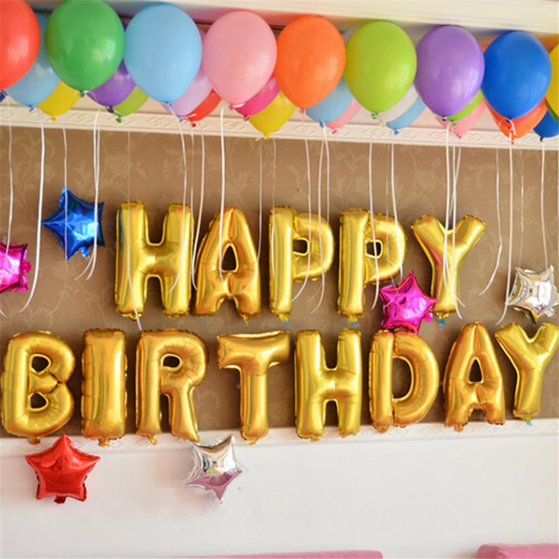 Воздушные шары из фольги в виде букв Happy Birthday розового золота 13 шт./лот | Дом и сад