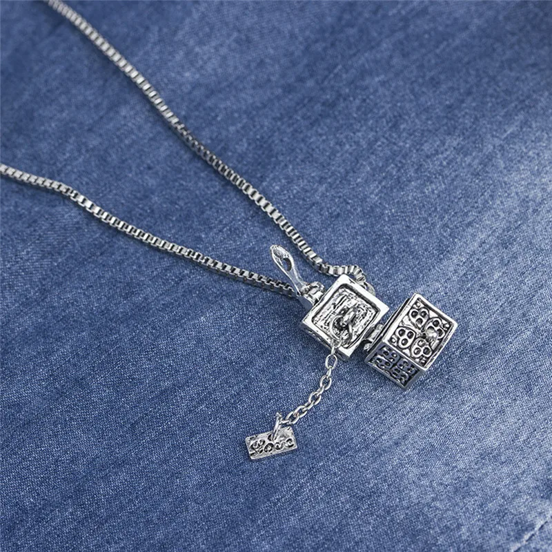 Creative Openable Magic Box Pendant Necklace Fashion Vintage Antique Silver Plated Retro Ethnic Jewelry Gift For Women | Украшения и