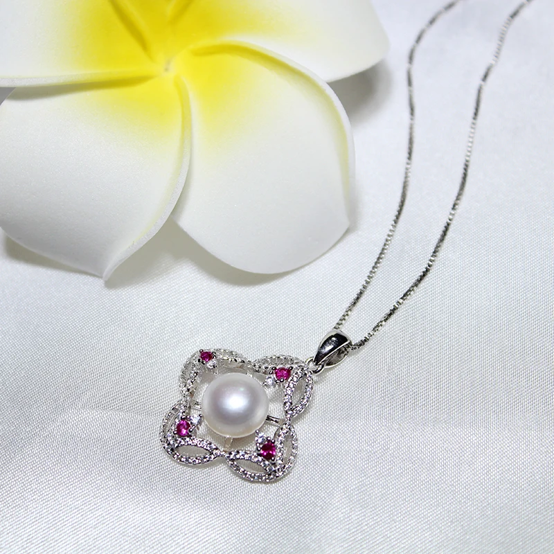 

PEISENI Natural Freshwater Pearl choker neckalce Pendant 925 Sterling Silver Jewelry zircon For Women for girl