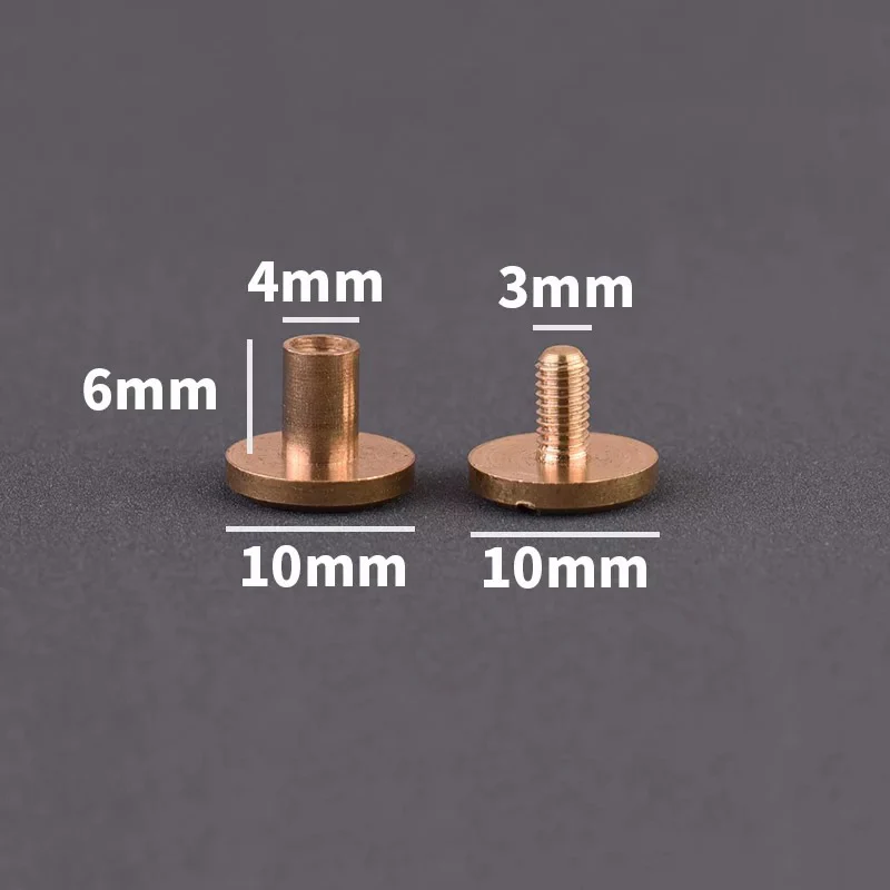 10mm x 6mm 10 шт. Твердый латунный переплет Chicago винты гвозди заклепки для фотоальбома кожаные штифты для рукоделия ремень кошелек крепеж 10 мм крышка - Цвет: 10mm x 6mm