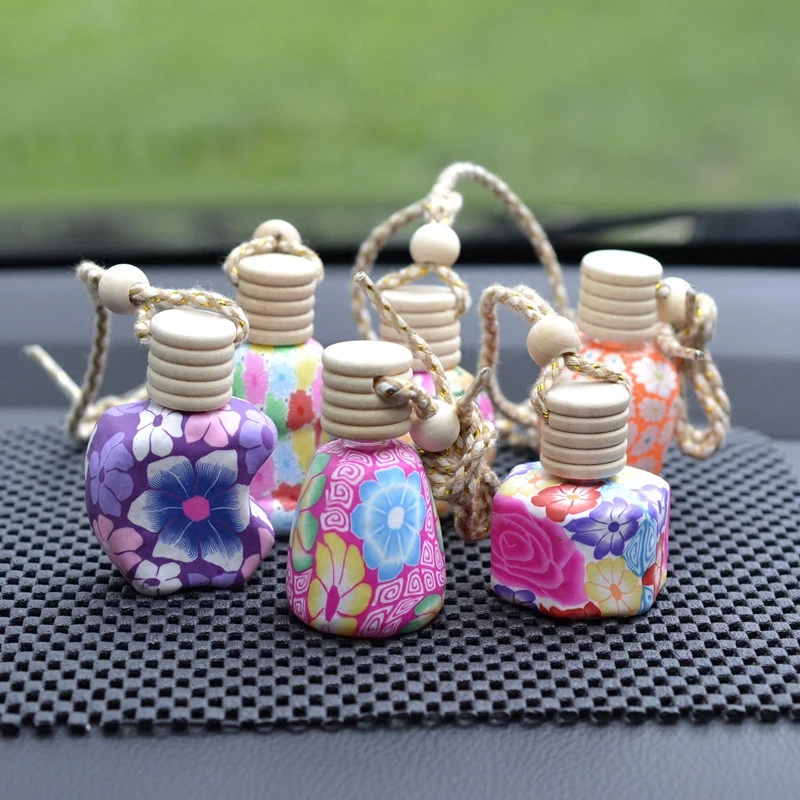 

Refillable Flower Car Perfume Pendent Bottle Porcelain Pottery Accessories Empty Automatic Volatile Aroma Hang Strap Bottle