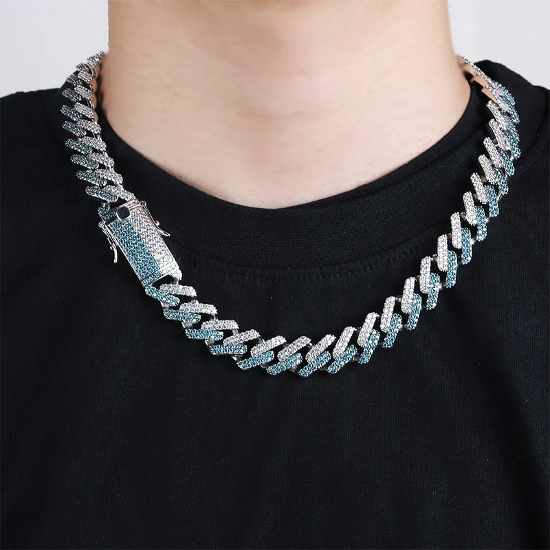 

Lucky Sonny Luxury Cuban Chain 18" 20" 24" 30" Luxury Link Necklace Tennis Chain Green White Mixed CZ Iced Men Cooper Jewelry