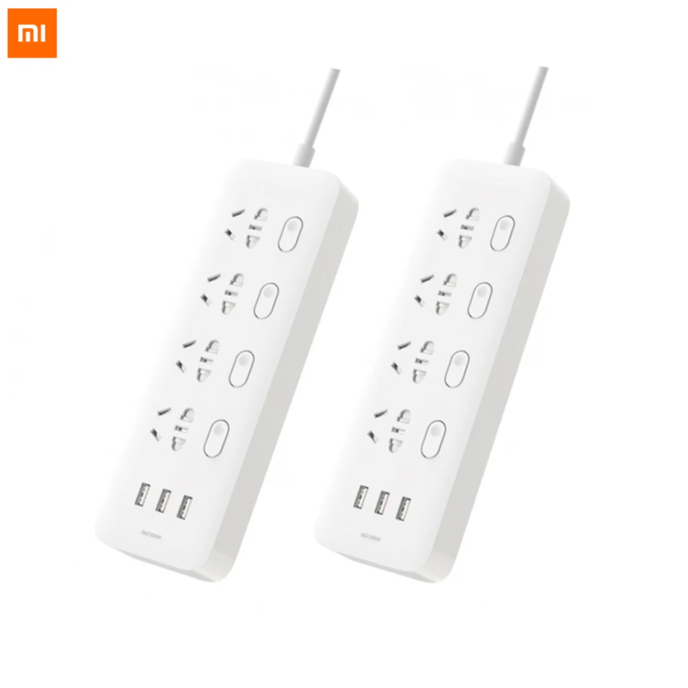 Умная лента питания Xiaomi Mijia 2 шт. 4 розетки гнезда индивидуальное управление 3USB 5 в 1
