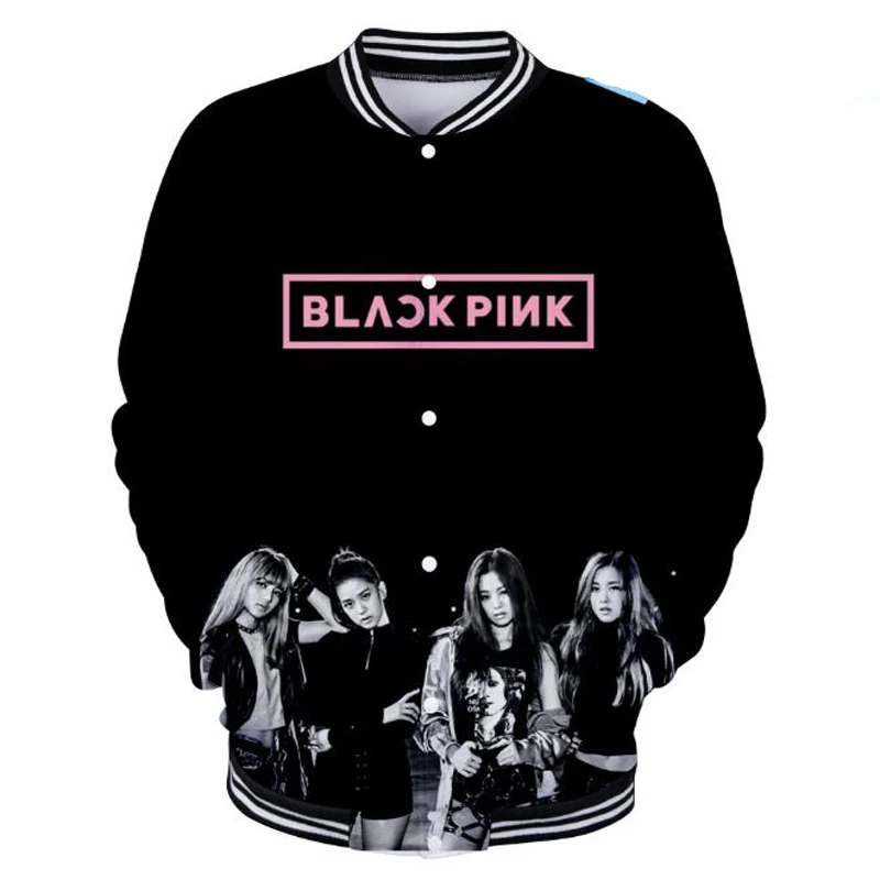 К поп blackkpop черный розовый принт 3D бейсбольная форма Бомбер куртка для женщин и мужчин хип хоп Черный Розовый альбом Harajuku Толстовка