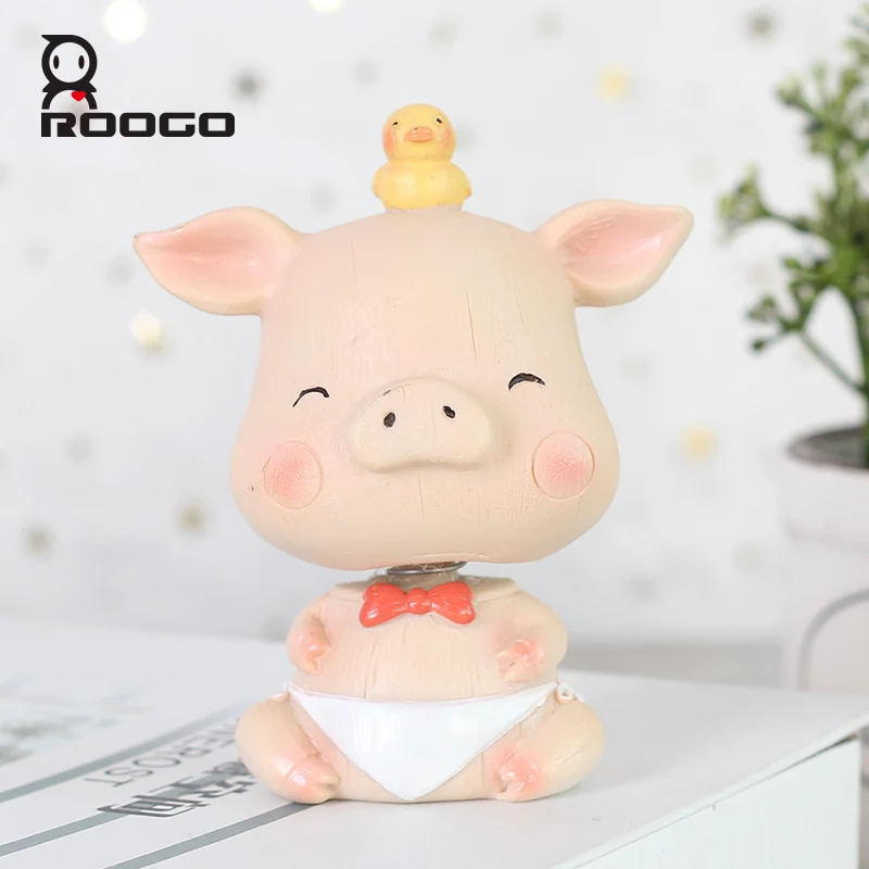 Roogo Cute Baby Animal Series Home Decoration Accessories Resin Figurine Anime Figures Toy Gift For Children Desktop Ornament