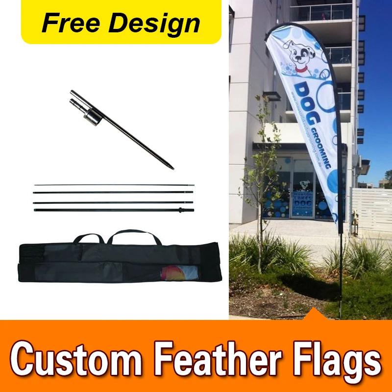 Free Design Shipping Double Sided Inground Spike Teardrop Flags Banners Signs Advertising Feather Pole Banner | Дом и сад