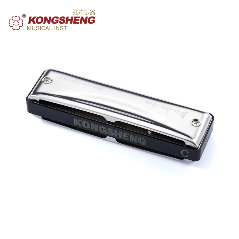 KONGSHENG губная гармоника с 10 отверстиями Губная гармошка рот органный ключ C D E F G A Bb музыкальный инструмент для начинающих с коробкой серебряная крышка