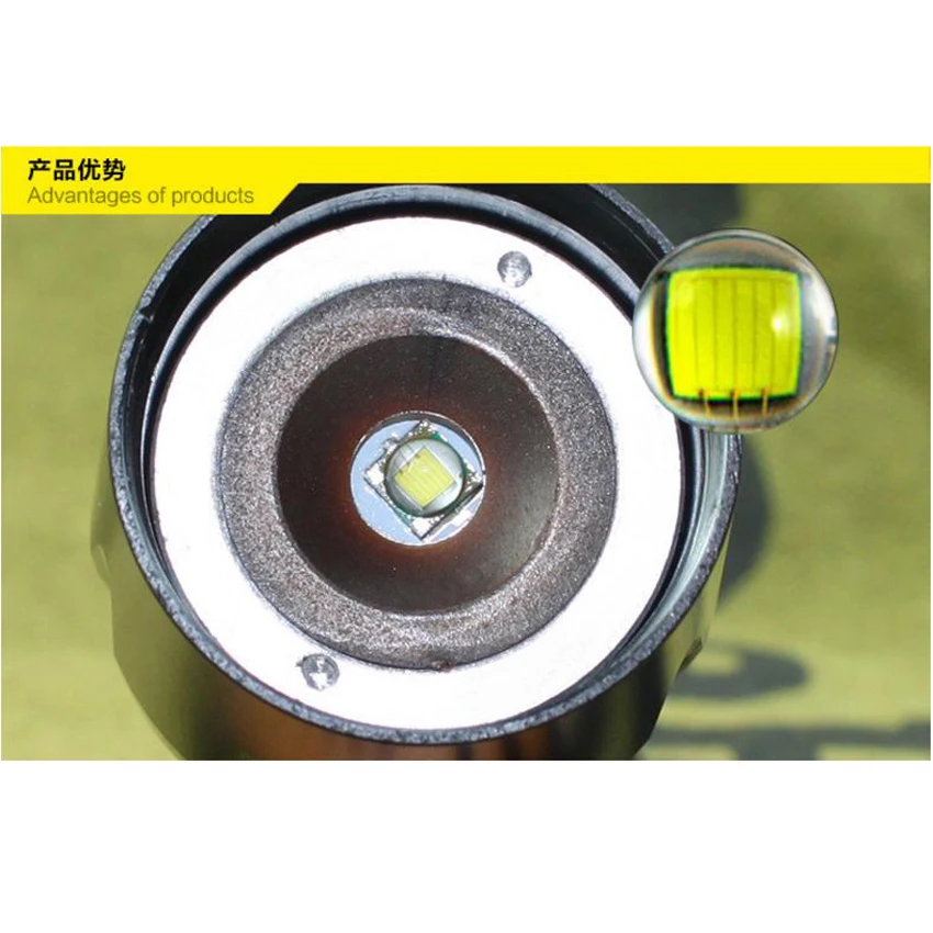 Масштабируемый Телескопический светодиодный фонарик 1000 люмен полицейский CREE XML