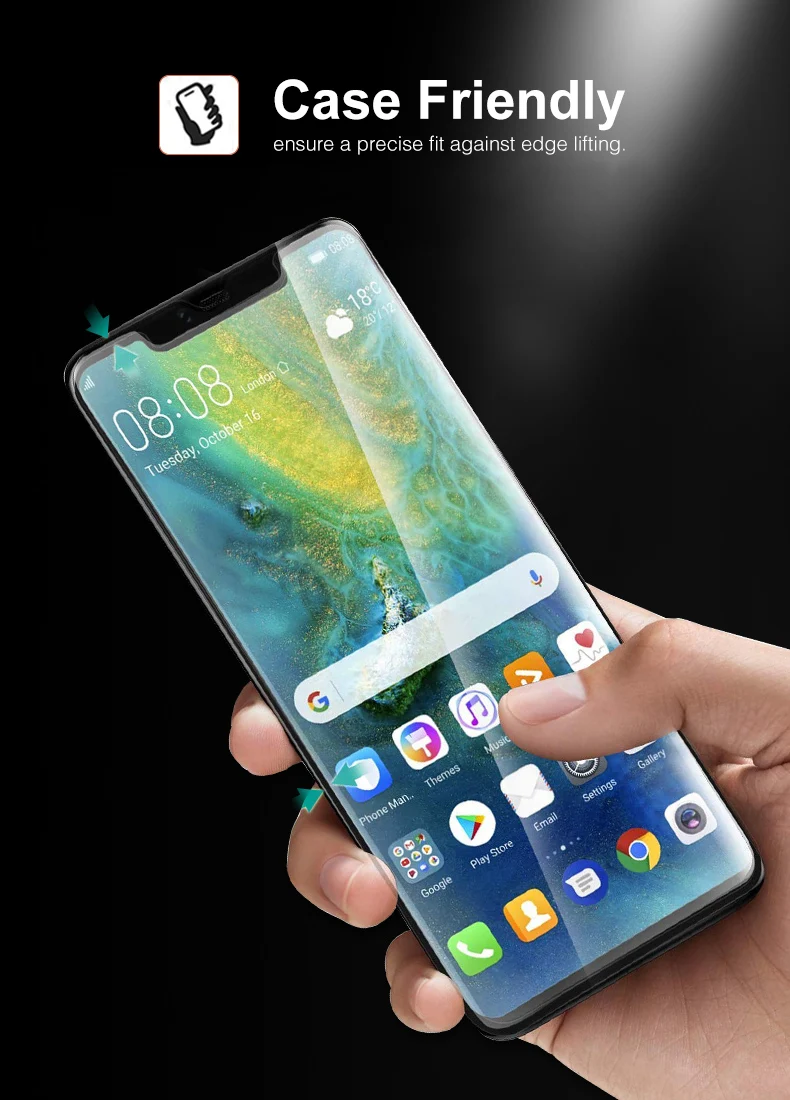 Полное клеевое покрытие, закаленное стекло, Защита экрана для huawei mate 20 20 Pro, стеклянная экранная пленка для mate 20 Lite, защитное стекло