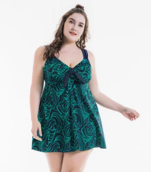XL-10XL, супер большой танкини размера плюс, купальник, избыточный вес, женское платье для полных женщин, большой купальник, юбка, 6xl, 7xl, 8xl, монокини, стринги, бикини - Цвет: Printed Bright Green