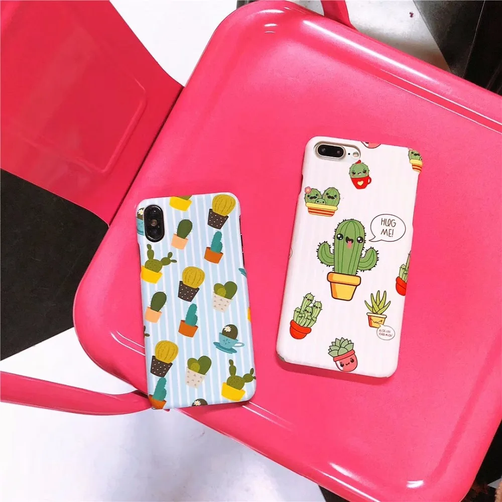 Новейший цветок арт лист печати телефонные чехлы для iPhone X 6 6s 6plus 7 8 Plus кактус