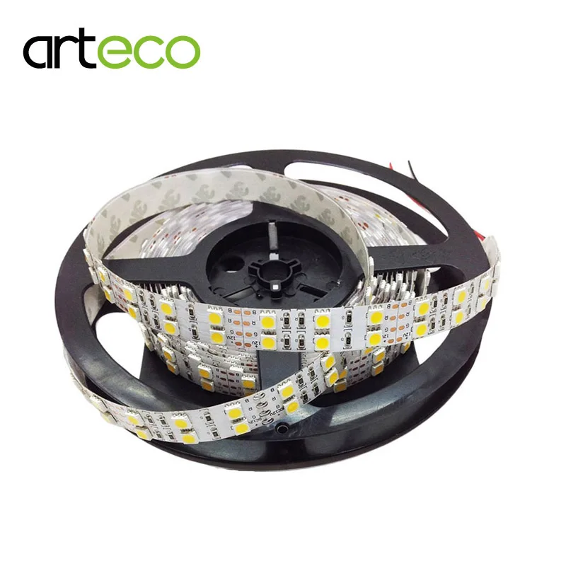 Светодиодная ленсветильник 12 В постоянного тока 5050 светодиодов/м 5 м двухрядная