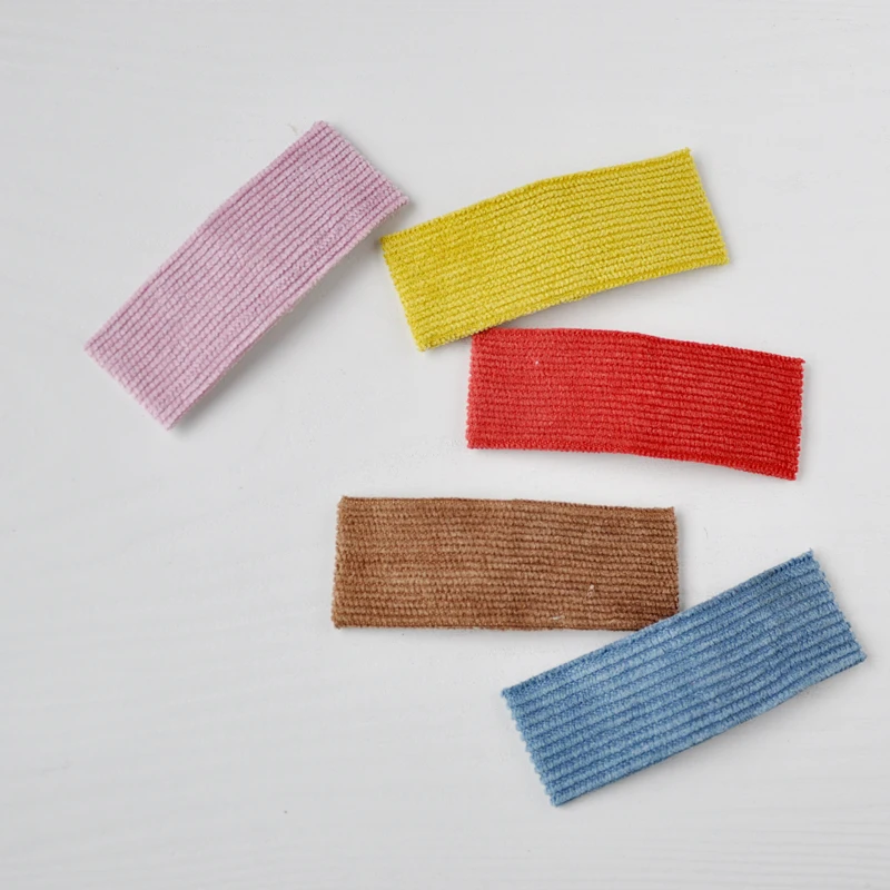 Детские однотонные вельветовые прямоугольные заколки для волос детские Милые