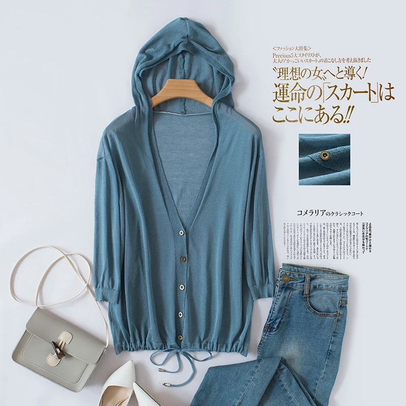 С капюшоном Толстовка Для женщин льняная блузка 2019 летние Повседневное с длинным
