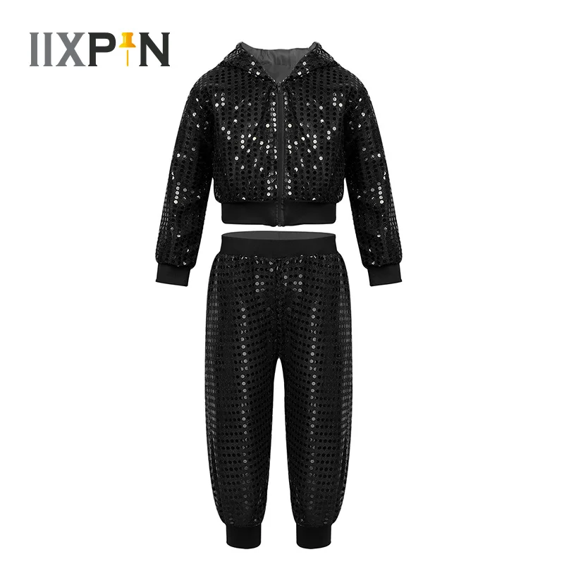 Детский костюм IIXPIN для девочек в стиле хип хоп джаз блестящая Уличная Одежда