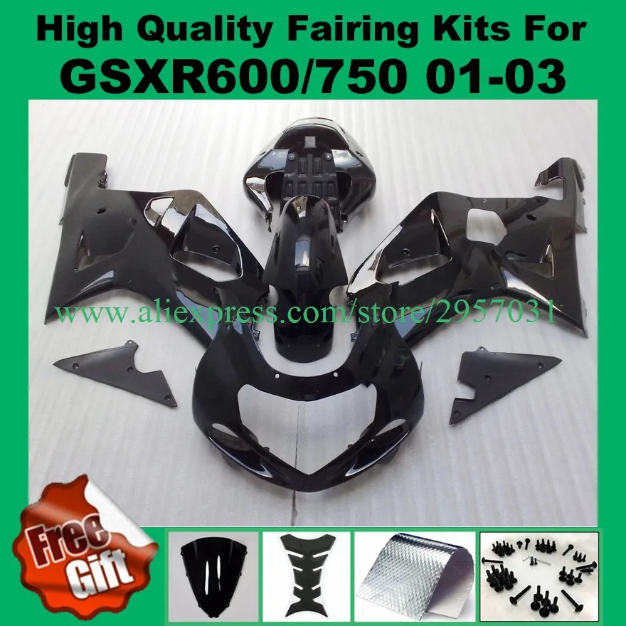 

Injection Fairings for SUZUKI GSXR600 GSXR750 2001 02 2003 K1 GSX-R750 GSX-R600 01 02 03 GSXR600 750 glossy black fairing kits