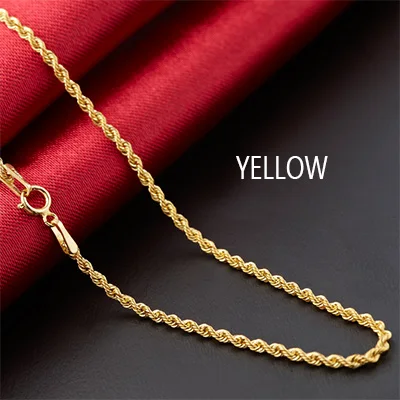 Yellow Gold Женское Ожерелье из чистого золота 18 К, модное и Трендовое, желто-белое, розовое, для девушек, унисекс, Женская цепочка, для свадьбы, вечеринки, с бриллиантами, ювелирное изделие - Цвет камня: Yellow Gold
