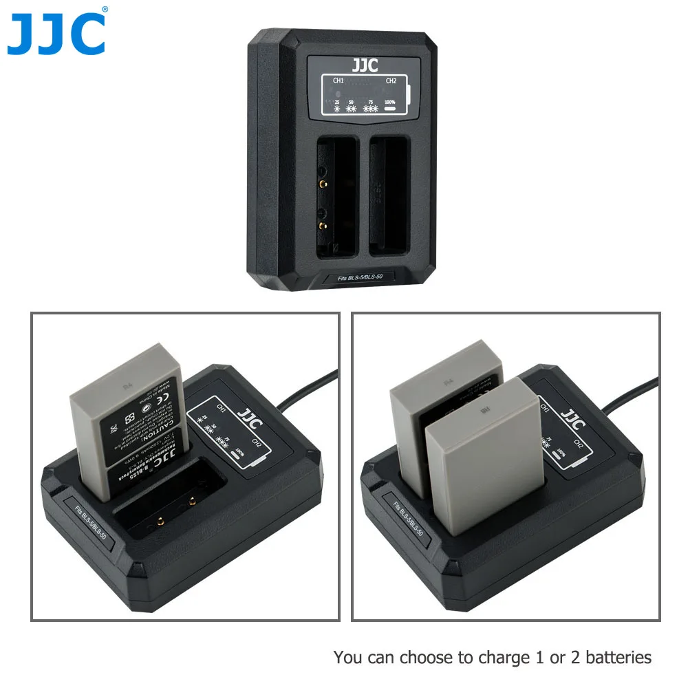 JJC USB двойной Батарея путешествия Зарядное устройство для цифровой камеры Olympus BLS-50 BLS-5 BLS-1 E-M10& Mark II III, E-PL9 E-PL8 Камера Батарея заменить BCS-5
