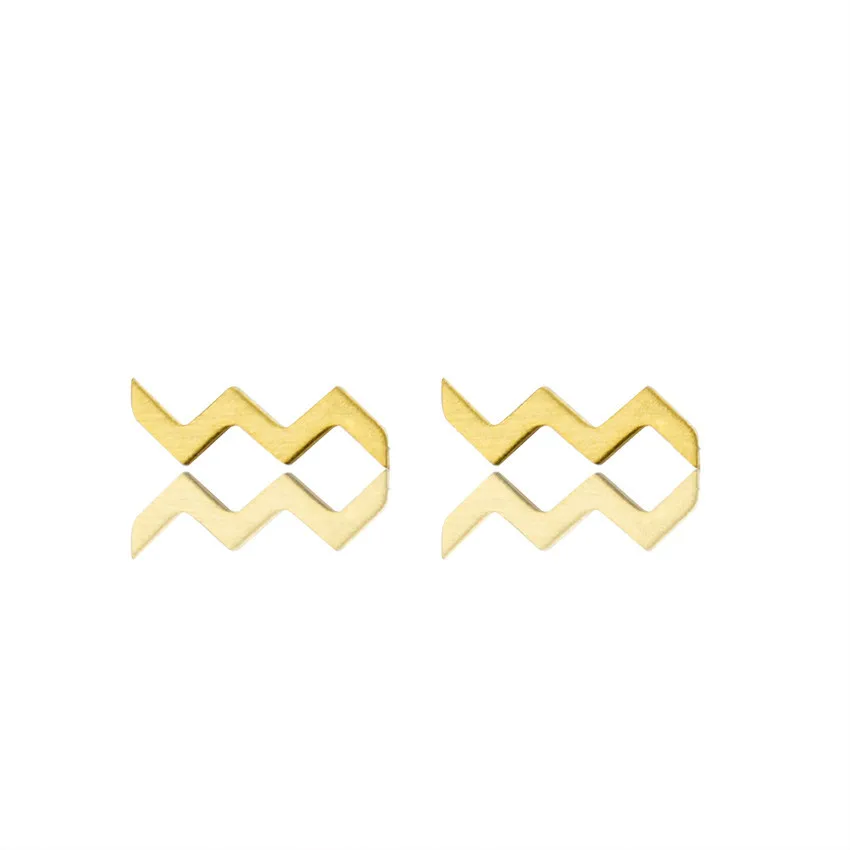 

V Attract 1Pairs Geometric Zigzag Stud Earrings For Women Modern Jewelry Stainless Steel Pendientes Gold Silver Color