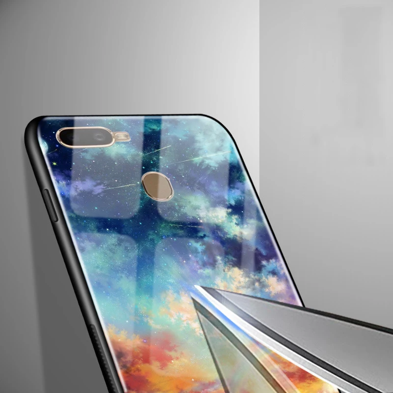 Для OPPO A7 чехол 6,2 ''стеклянный силиконовый бампер+ Жесткий PC стекло задняя крышка для OPPO AX7 CPH1901 CPH 1901 OPPOA7 AX 7 A 7 чехол для телефона s
