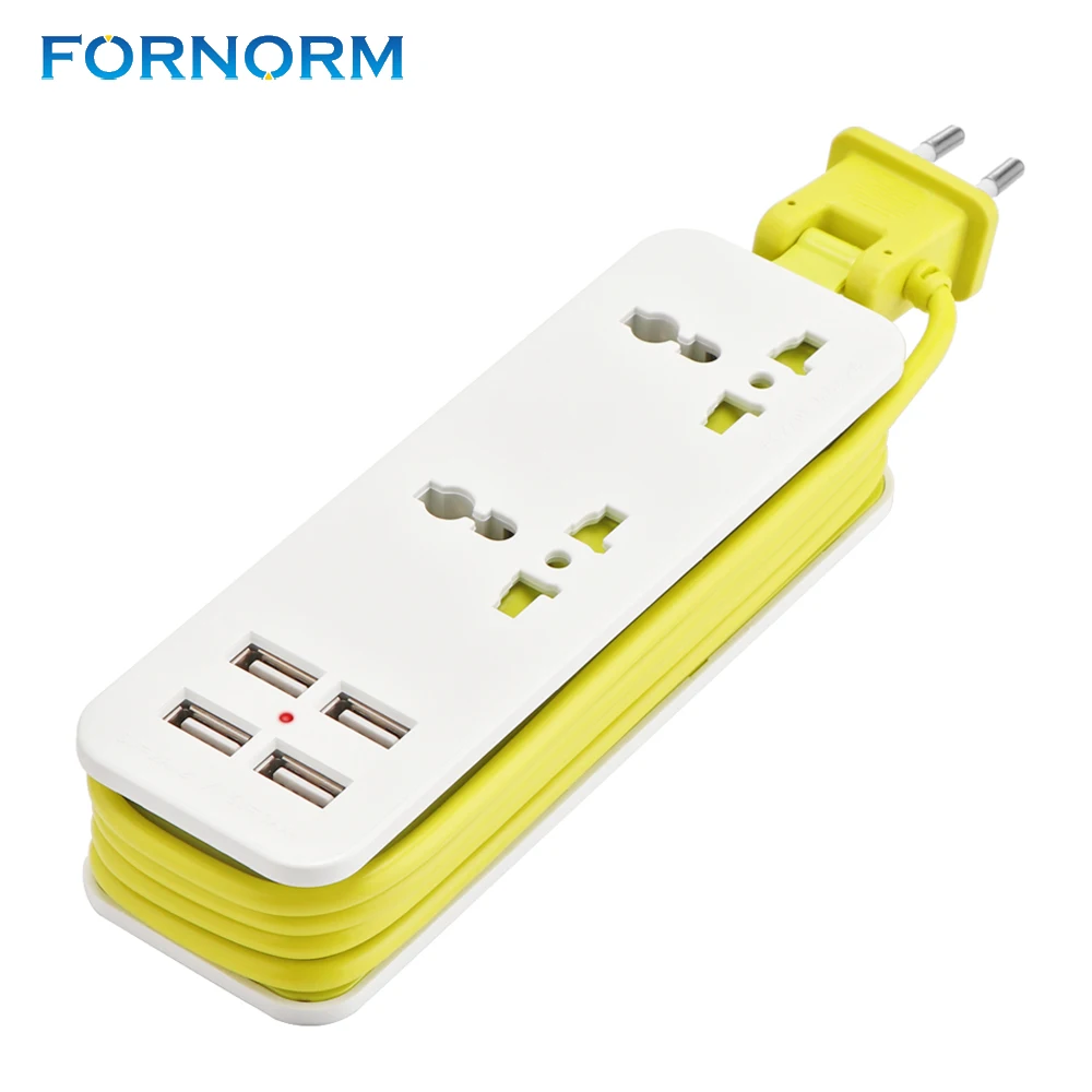 Сетевой удлинитель FORNORM с 4 USB-портами 2 розетки переменного тока для зарядного