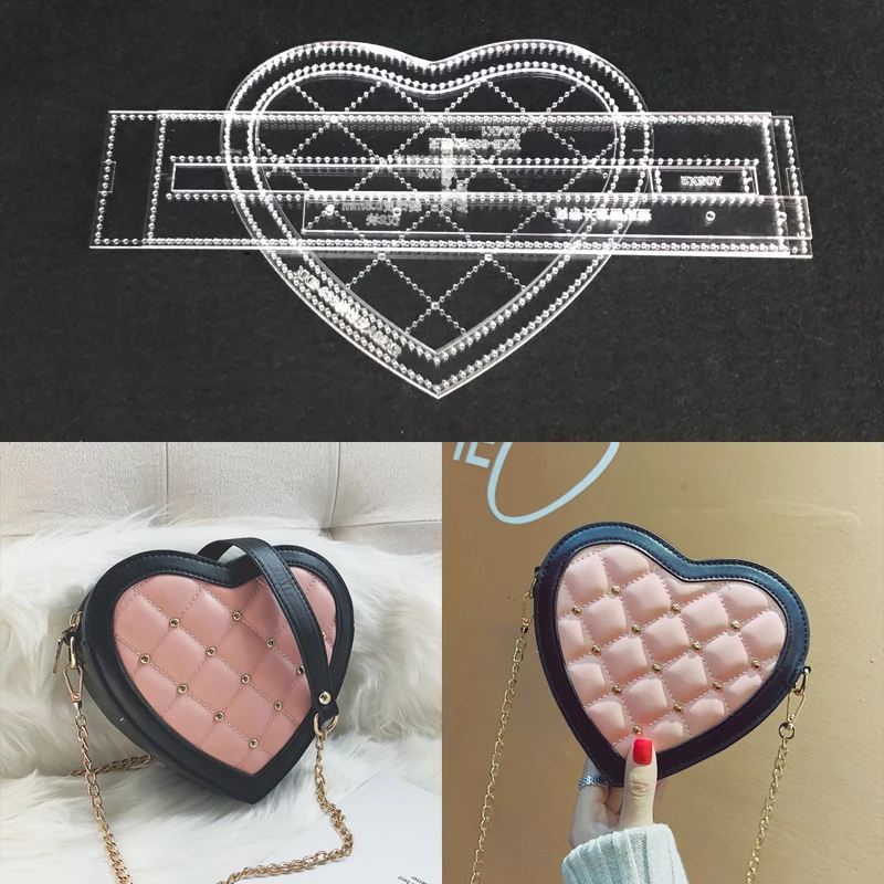 В форме сердца сумка акрил кожаные сумки из натуральной кожи шаблон кожаный для