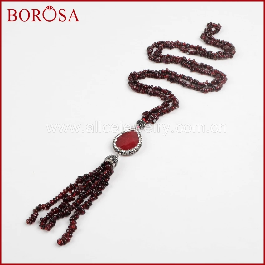 Borosa 33 ''Естественный красный агат камень падение Форма гранат кисточкой