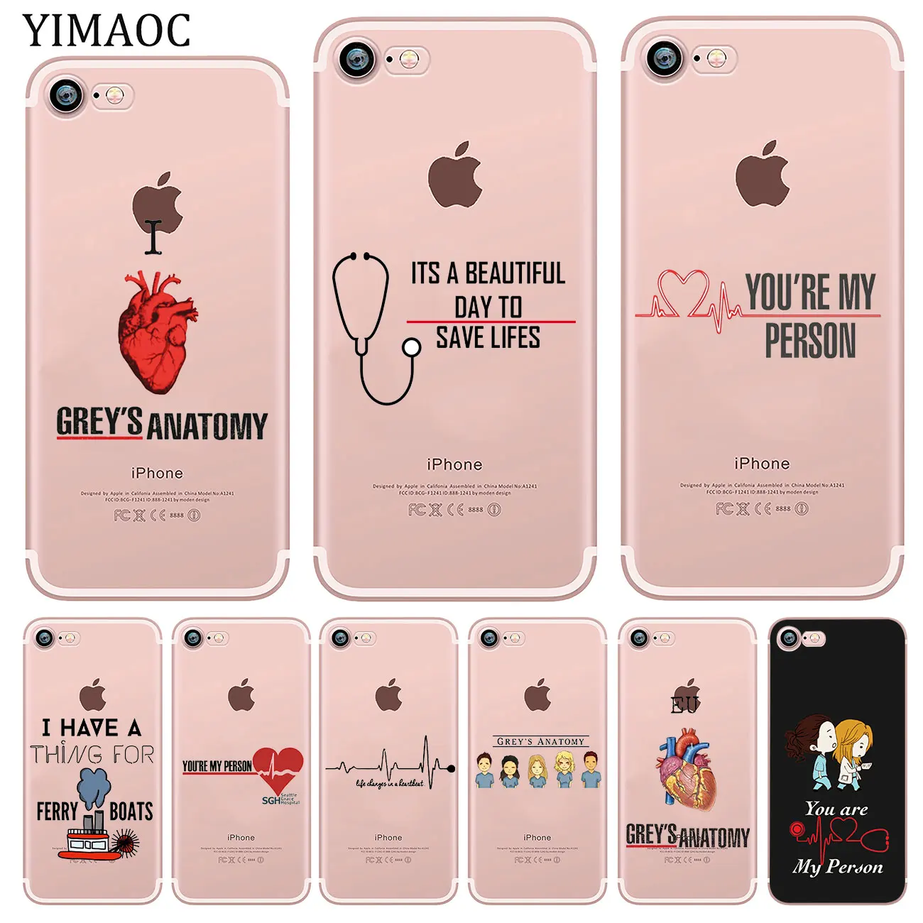 YIMAOC серый с анатомией ТВ мягкий силиконовый чехол для телефона iPhone XR X XS 11 Pro Max 5 5S SE