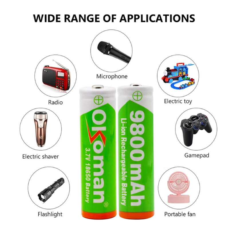 Большая емкость 18650 аккумуляторная батарея 3 7 V 9800mAh литий ионный аккумулятор с