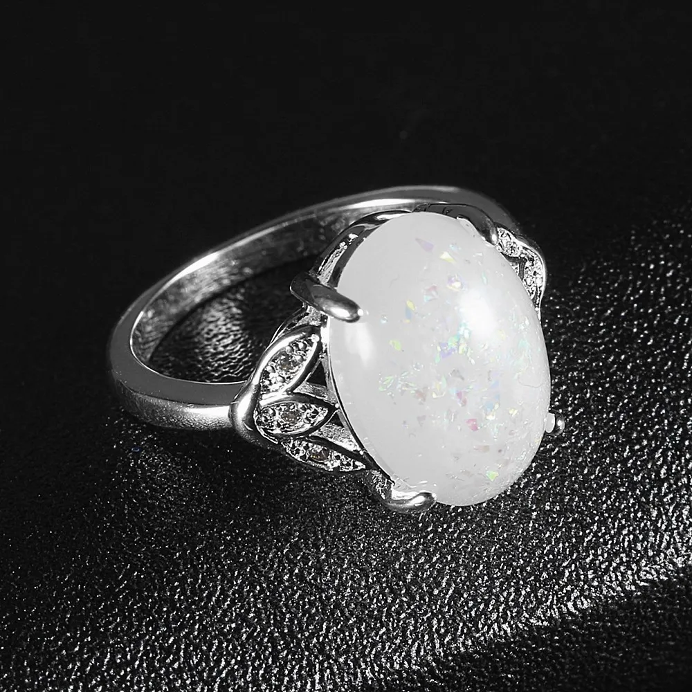 Классическое серебряное покрытие Овальный Кристалл юбилей подарки кольцо