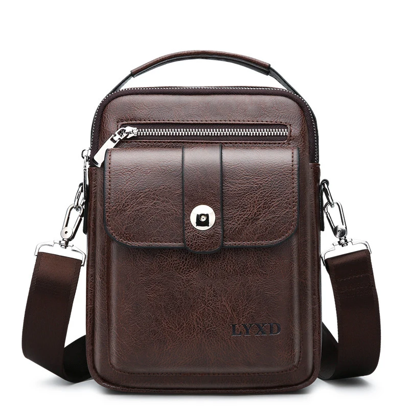 Мужская деловая дорожная сумка мессенджер в стиле ретро из искусственной кожи