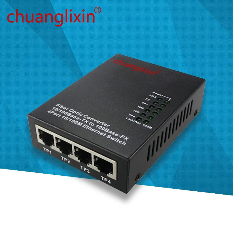 Фото Ethernet медиа конвертер 10/100 м 4 порта + 1 волоконно-оптический порт SC 1310/нм AB однорежимный двойной волоконно-оптический медиа конвертер 1 шт. №1
