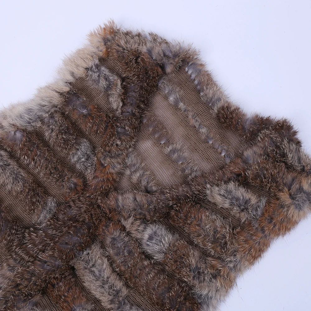 2020 New Women's Genuine Rabbit Fur Vest Hand Knitted Fur Gilet Lady Natural Fur Waistcoat Sleeveless Real Fur Coat Jacket