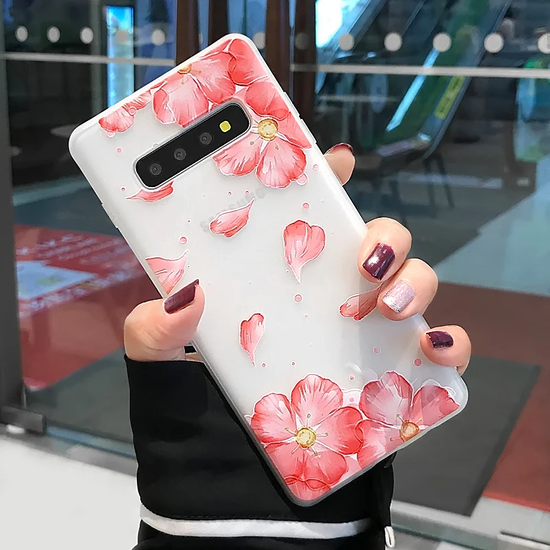 YHBBCASES чехол для телефона с розовыми цветами из мультфильма Samsung Note 8 9 рельефный