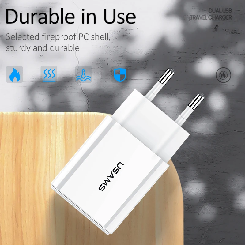 USAMS 5V/2.1A USB зарядное устройство мобильный телефон для iPhone Samsung 1 2 EU/US вилка