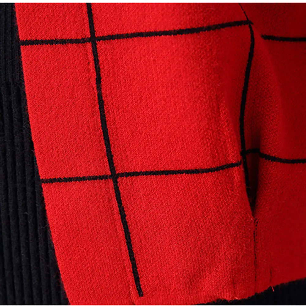 2019 кашемировый свитер Женский вязаный клетчатый с круглым вырезом спереди и