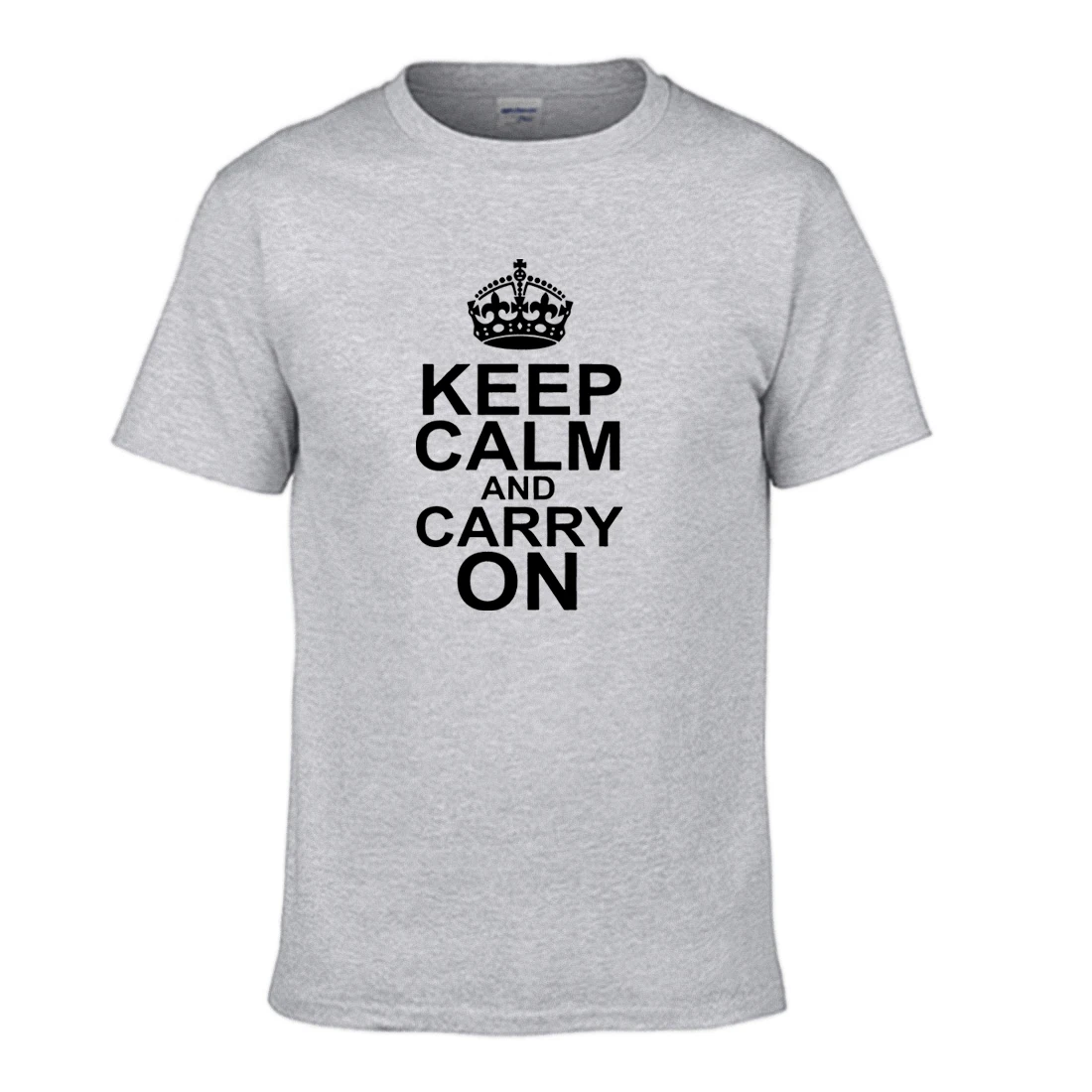 Футболка мужская с круглым вырезом забавная тенниска надписью Keep Calm And Carry On 100%