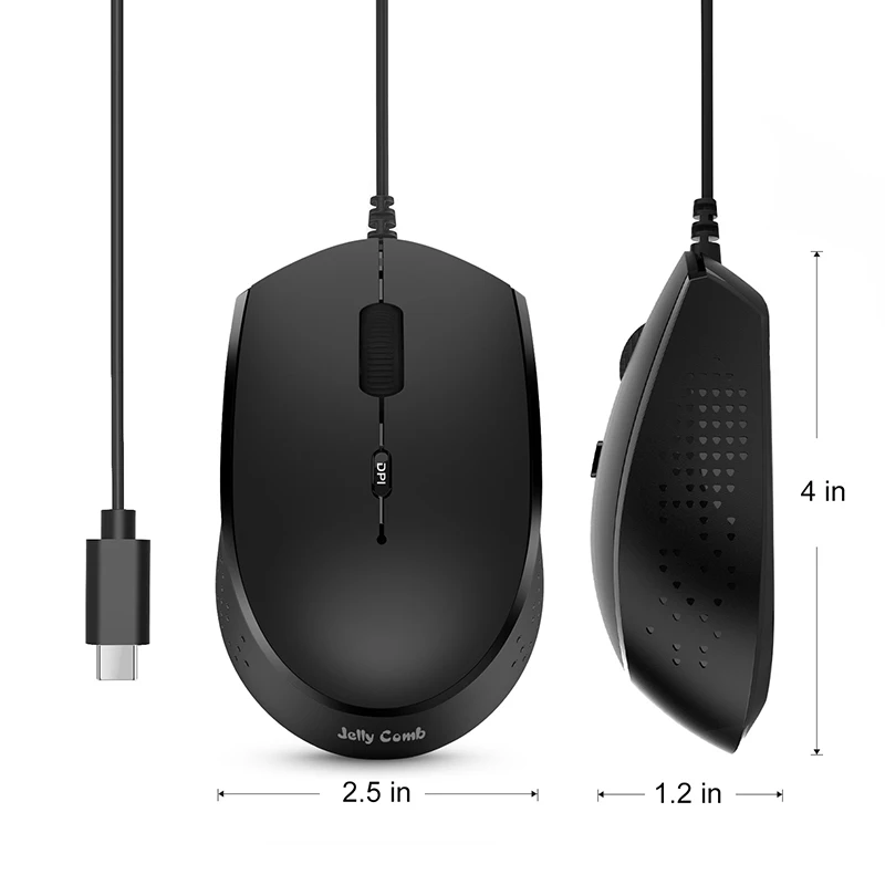 Желе расческа USB кабель type C мышь Проводная эргономичная мышь для компьютера ноутбука мышь для Apple Macbook Pro Chromebook мобильный телефон