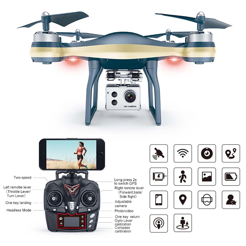 Квадрокоптер K10 GPS 5G Wi Fi FPV с регулируемой широкоугольной камерой 1080P/720p 25 минут