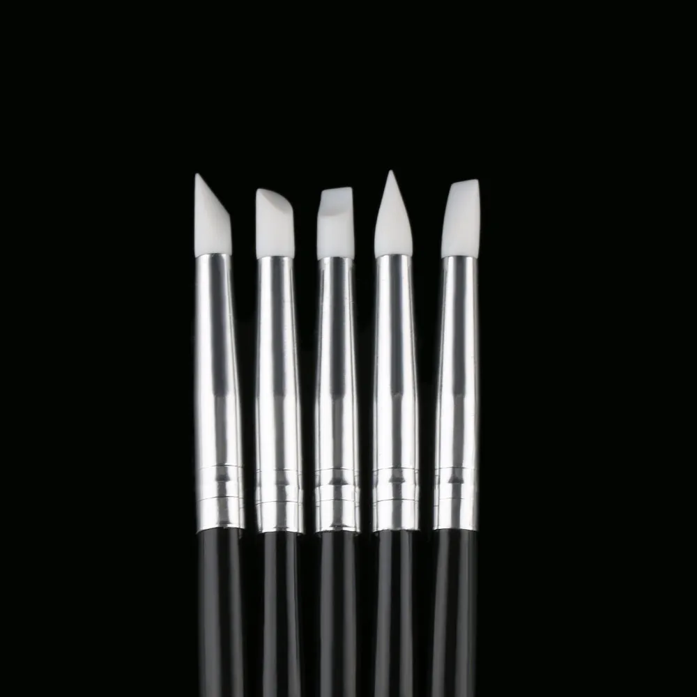 5 шт. мягкая силиконовая ручка для дизайна ногтей гравировки керамики УФ Гелевая