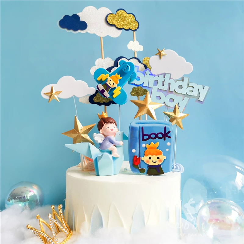 Bling Book Pilot Boy Decoration с днем рождения самолет облака для детей детские торты